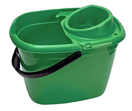 Image of Abbey Plastic Mop Bucket with Wringer 12 Litre – Colour Coded Cleaning Floor Plastic Mop Bucket with Side Lip for Easy Pouring for General and Small Area Cleaning - Green