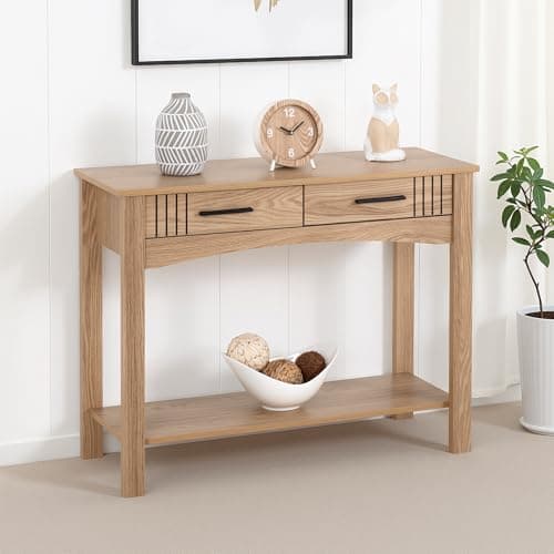 Image of Seconique Tessa 2 Drawer Console Table in Natural Oak Effect
