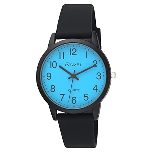 Image of Ravel - Unisex Black Cased Silicone Watch - Analogue Quartz - R1814.6 - Black/Turquoise