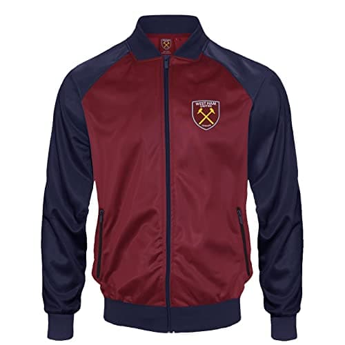 Image of West Ham United FC Official Gift Mens Retro Track Top Jacket Claret Large