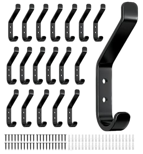 Image of susswiff 20-Pack Aluminum Coat Hooks for Hanging - 10KG (Max) Wall Hook with Screw, Heavy Duty Stainless Holder for Towel, Backpack, Hat, Sturdy Metal Hanger for Door and Wall, 10cm