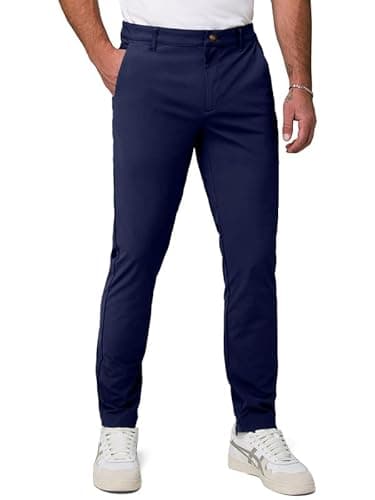Image of Elegancity Mens Classic-Fit Chino Trousers Stretch Smart Cotton Trousers for Men Casual Water-Repellent Stain-Resistant Formal Business Office Pants, Blue S