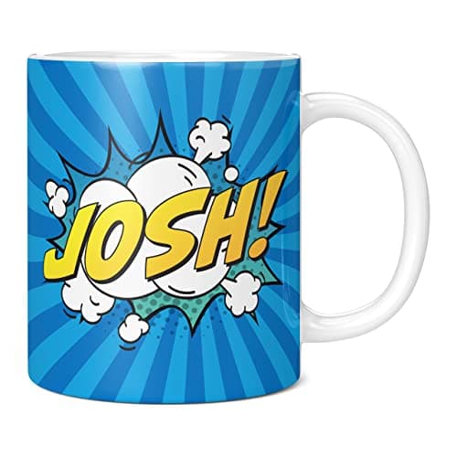 Image of Mug Monster - Personalised Name Mug, Comic Super Hero Customised Gift with Text - Ceramic Coffee Cup, Gift for Men or Women, Extra Large and Giant Available, 11oz White, Blue