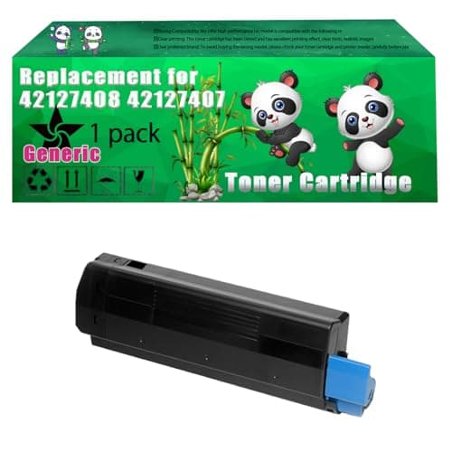 Image of Replacement 42127408 42127407 42127406 42127405 Toner Cartridge Compatible for Okidata OKI C3100 C5100 C5200 C5300 C5400 Printers, Up to 6000 Pages, Vivid Colors, Contains Chip (1 Pack Black)