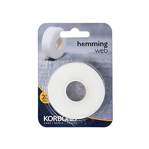 Image of KORBOND Hemming Web 20m x 2cm White Iron On Hem Tape - NO Sewing Required, Adhesive Fabric Tape, Webbing Tape, Hemming Tape: Bonding Fabric, Fabric Fusing, Applying School Badges, Turning Up Trousers