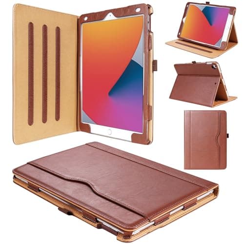 Image of Leather Case for iPad Air 3rd Generation (2019 Air3) & iPad Pro 10.5-inch (2017 Pro10.5) Stand Cover with Auto Wake/Sleep & Touch ID Compatible, Front Pocket & Pen Loop (Tan)