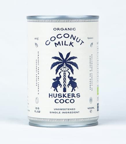 Image of Huskers Coco | Organic Coconut Milk | 400 ml | Pack of 6 | Unsweetened Original | Dairy-Free, Gluten-Free, Vegan | Cooking, Baking & Drinks