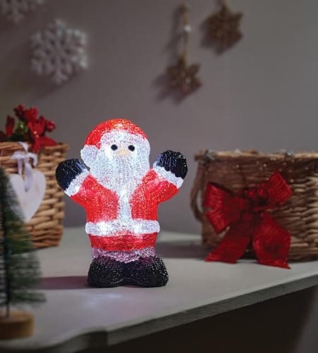 Image of Smart Garden InLit Ice Deco Santa – 16 cm Acrylic Battery Powered Christmas Ornament with Cool White LEDs – Indoor Decoration