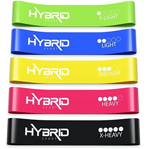 Image of Hybrid Resistance Bands [Set of 5] PREMIUM Skin Friendly | 5 Strength Levels Loop Exercise Bands for Pilates, Training, Physio Therapy, Stretching, Home Gym | FREE Guide and Bag for Men and Women