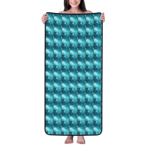 Image of AYYQWE Stone Blue Gold Marble Print Coral Velvet Bath Towel For Home Bathroom Spa Beach Travel Holidays Daily Use