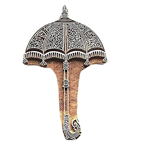 Image of Sharvgun Wooden Block Stamps 7 Inches Umbrella Design Printing Block for Fabric Print, Paper Print and Henna Print Also Etc