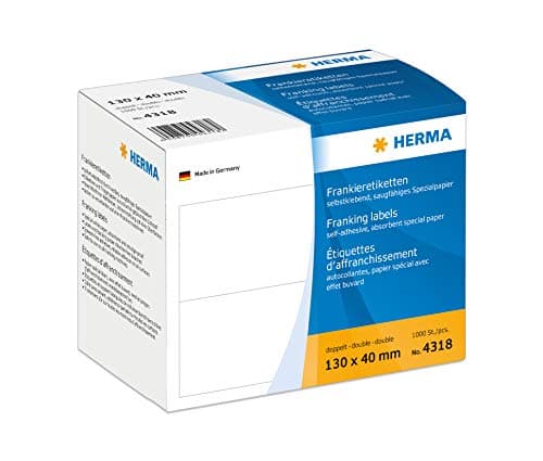 Image of Herma 130 x 40 mm Double Franking Labels (Pack of 1000), White