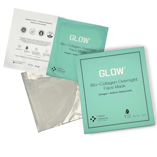 Image of GLOW Bio-Collagen Overnight Face Mask with Collagen & Sodium Hyaluronate - Hydrating, Firming & Moisturising Hydrogel Sheet Mask - 1 Mask