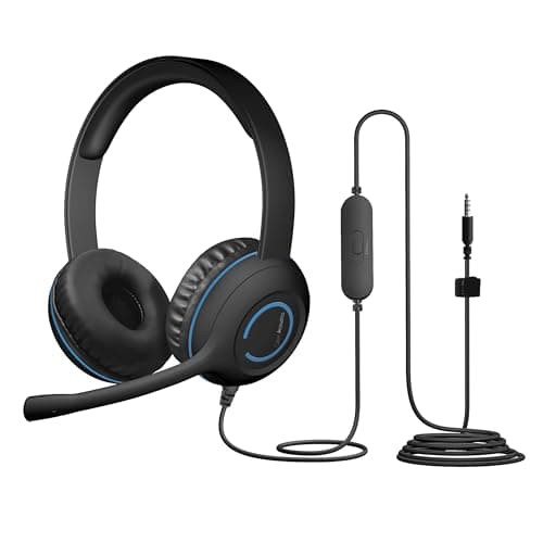 Image of Cyber Acoustics 3.5mm Stereo Headset (AC-5002) with Noise-Canceling Microphone for PCs, Tablets, and Cell Phones in The Classroom or Home