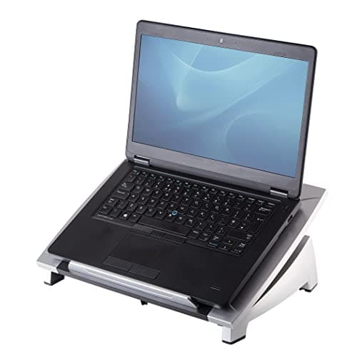 Image of Fellowes Office Suites Laptop Stand for Desk 6 Height Adjustable Portable Laptop Riser for the Home and Office - Max Monitor Size 17", Max Weight 5KG - Black/Silver