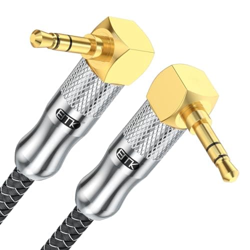 Image of EMK 90 Degree Male to Right Angle Male 3.5mm Stereo Audio Aux Cable 0.5M Gold Plated Dual Angled TRS Aux Cord Compatible with Laptop, Smartphone, Music Player, Tablets, Speakers