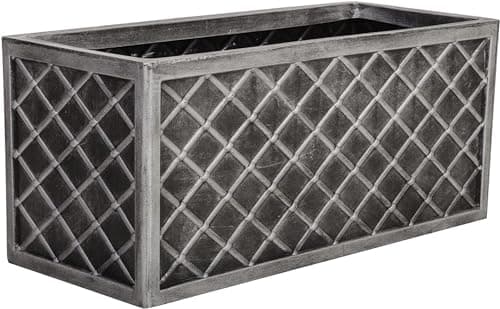 Image of STORM TRADING GROUP Lazio Trough Pewter Planter (70cm) Grey Plastic Pot Outdoor Garden Boxes Long Large Summer Flower Pot Outdoors (1 Lazio Trough Planter)