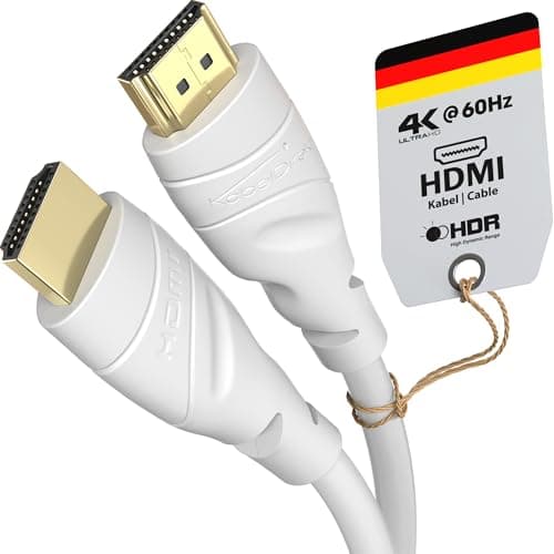 Image of KabelDirekt – 4K HDMI Cable – 7.5m & Longer HDMI Cables (7.5m–22.5m) – German-Engineered HDMI Lead – Supports 4K@60Hz, UHD, HDR, ARC, Ethernet – HDMI Cable for HDTV, PC, PS5, Xbox, Switch, white