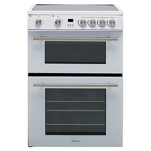Image of Hisense HDE3211BWUK 60cm Electric Cooker with Ceramic Hob-White A Rated Double Oven - White