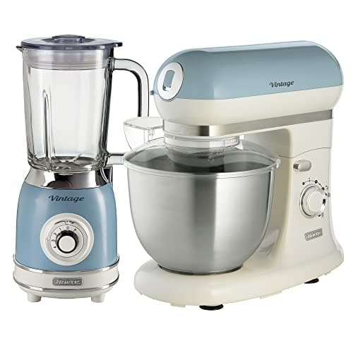 Image of Ariete ARPK38 Retro Style Jug Blender and Stand Mixer Set, Vintage Design Blue