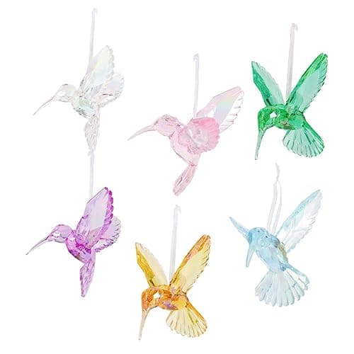 Image of HOOTNEE Hummingbird Hanging Ornament Acrylic Crystal Decorative Bird Pendant for Home Party Garden Xmas Tree 3.94X3.74X2.76 Inch