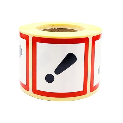 Image of MD Labels GHS 07 Hazard Labels – Harmful to Health Symbol – 50 x 50 mm – Pack of 500 – Self-Adhesive Dangerous Goods Stickers for Chemical Packaging & Shipping
