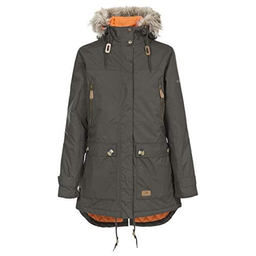 Image of Trespass Womens Parka Jacket Clea - Waterproof, Lightly Padded, Removable Hood Fur Trim, 2 Patch Pockets with Flaps, 2 Zip Pockets, Longer Length, Adjustable Hood
