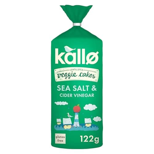 Image of Kallo Salt & Vinegar Veggie Cakes, Lentil & Pea Puffed Crackers Made From Plants, Low Fat Healthy Snacks for Adults & Children, Vegan Friendly, Gluten Free, Single Pack – 1 x 122g