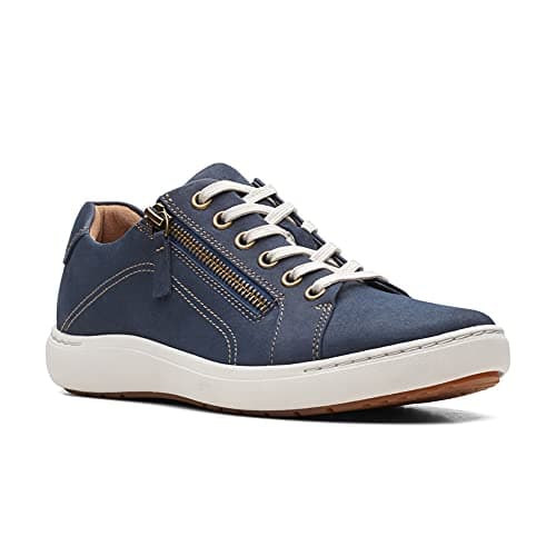 Image of Clarks Women's Nalle Lace Sneaker, Navy Nubuck, 8 UK