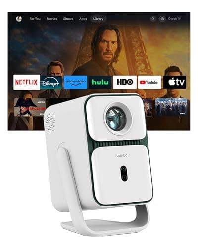 Image of Wanbo T2 Ultra Mini Projector Portable with 500 ANSI Lumens - Smart, Bluetooth 5, Android TV, Built-in Chromecast & 10W Speakers - Home Cinema with Rotating Projection & Auto-Focus