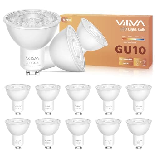 Image of VIIIVA GU10 Led Bulbs Warm White-12 Packs,7W 3000K Spotlight Light Bulb, (50W Equivalent) Energy Saving, CRI>80, 510LM, 38° Beam Angle, Non-Flicker, Non-Dimmable, for Home Lighting