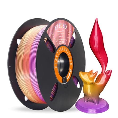 Image of XTZL3D PLA+ 3D Printer Filament, PLA+ Co-Extruded Tri-Color (Red Gold Purple), 1.75 mm 3-Color Silk Filament for Fast Printing, Compatible with Most FDM Printers, 1000 g (2.2 lbs) Accuracy +/-0.02 mm