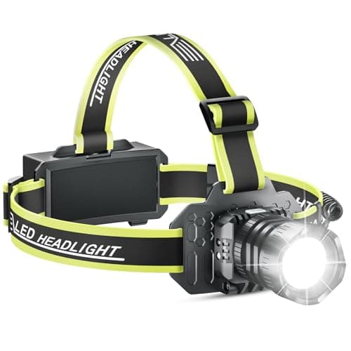 Image of Sogdeco Head Torch Rechargeable 8 Light Modes 50000LM Super Bright Led Headtorch with Red Warning Light,Sensor Control,Head Torch Waterproof IPX6 for Camping Running Fishing Hiking