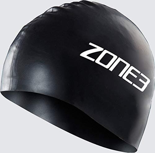 Image of ZONE3 Men's and Women's Silicone Swim Cap - 48g (Black) For Open Water and Pool Swimming