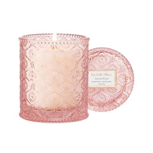 Image of LA Jolie Muse Santal Rosé Scented Candle, Candles Gifts for Women, Rose Candle for Women, 6 oz 40 Hour Burn Time, Candles for Home Scented