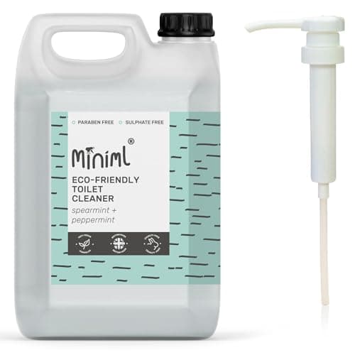 Image of Miniml Eco Toilet Cleaner Spearmint & Peppermint - 5L Refill and 5L Pump - All Natural Limescale Remover, Descaler and Heavy Duty Refill Rim & Bowl - Antibacterial Bleach - 100% Vegan & Cruelty Free