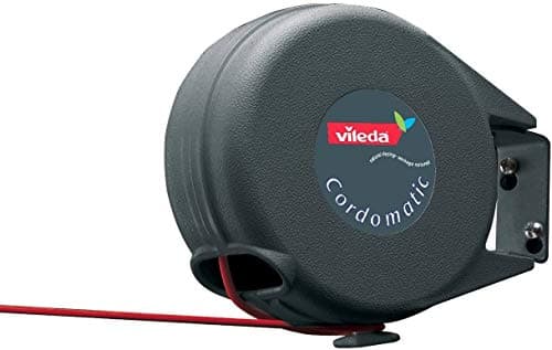 Image of Vileda Cordomatic 15 Metre Automatic Retractable Clothes Line - Indoor outdoor Plastic washing line, Red