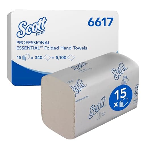 Image of Scott® Essential™ Hand Towels 6617, White V-Fold Paper Towels with Airflex™ Technology for Everyday Hand Drying, FSC® & Ecolabel Certified – 15 Packs x 340 Sheets (5,100 Total)