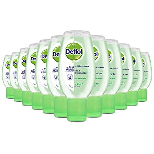 Image of Dettol Antibacterial Hand Sanitiser, Aloe Vera (Pack of 12 x 50ml)