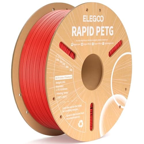 Image of ELEGOO Rapid PETG Filament 1.75mm Red 1KG, High Speed Up to 600mm/s 3D Printer Filament Dimensional Accuracy +/- 0.02 mm, 1kg Cardboard Spool(2.2lbs) Fits for Most FDM 3D Printers