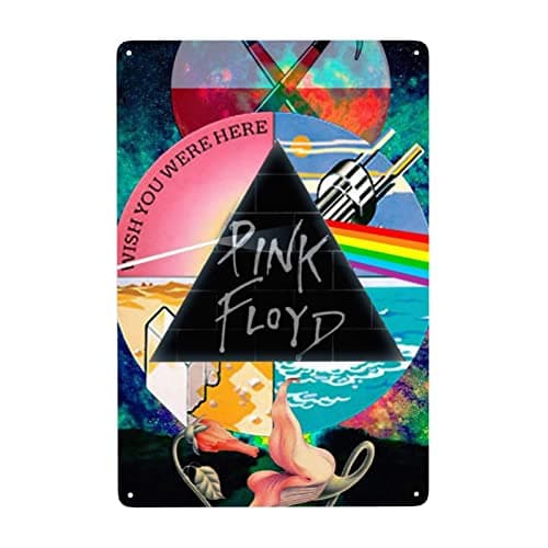 Image of EZKYZTLW Pink Rainbow Floyd Metal Sign Tin Plaque Signs Retro Wall Decor Aluminum Poster Sign For Bar Cafe Video Store Garage Home Pub Beer 8x12 Inch