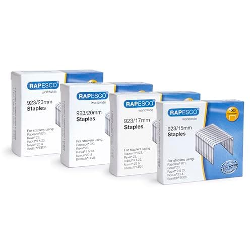 Image of Rapesco 1318 Multipack Type 923 Galvanised Heavy Duty Staples, 15, 17, 20 and 23 mm, Pack of 4000