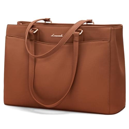 Image of LOVEVOOK Laptop Bags for Women 15.6 inch, Large Handbags Work Women's Tote with Compartments, PU Leather Ladies Shoulder Hand Bag for School Office Business