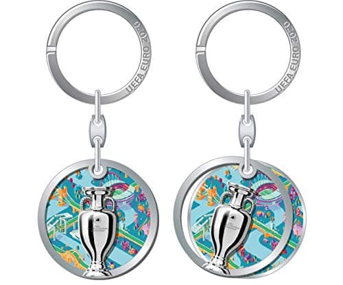 Image of UEFA EURO 2020 Keyring Trophy/Offset, Unisex-Adult, Multicoloured, 40 mm