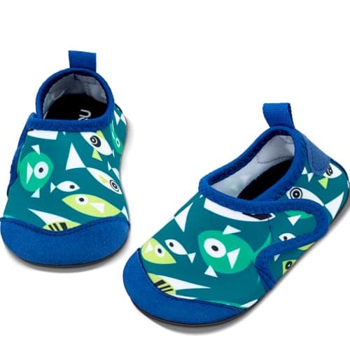 Image of Kids Water Shoes Toddler Swim Beach Shoes for Girls Boys Baby Wet Aqua Barefoot Socks for Sea Swimming Pool Indoor (Fish, Little Kid, 6.5, Numeric Range, UK Footwear Size System, 7, Medium)