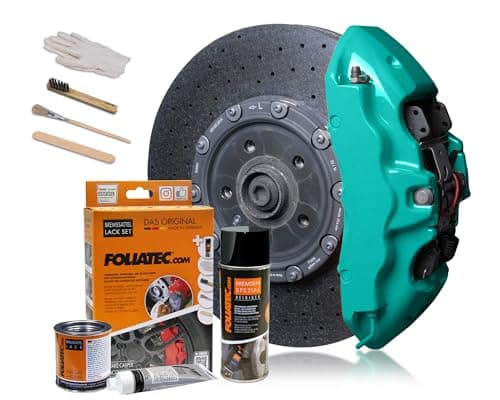 Image of Foliatec Brake Caliper Paint Set, Heat Resistant, Complete Set for 4 Brake Calipers, Ocean Turquoise, 7 Piece Set