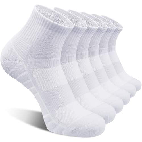 Image of coskefy Sports Quarter Ankle Socks, Cushioned Anti-Blister Cotton Trainer Running Athletic Socks for Men Women 6 Pairs