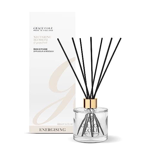 Image of Grace Cole Nectarine Blossom & Grapefruit 6.7oz Oil Reed Diffuser - Glass Bottle with 7 Reeds - Made In England