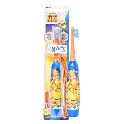 Image of Minions Kids Battery Powered Electric Toothbrush with Soft Bristles, Enhanced Vibration, Protection Cap & Battery Included for Children Aged 4-14 Years Old, BPA-Free & Non-Toxic Toothbrush