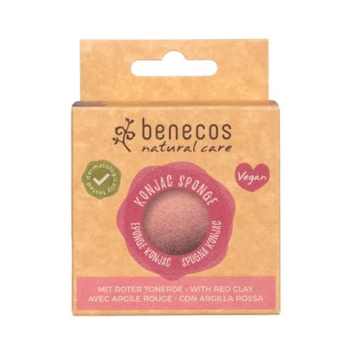 Image of Benecos Natural Cosmetics - Konjac Sponge - red Clay - 100% Biodegradable
